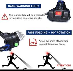 Led farol zoomable farol dc cabeça recarregável lâmpada à prova dwaterproof água cabeça lanterna 18650 para acampamento de emergência caminhadas - Image 5