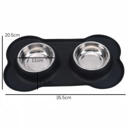 Tigela de cachorro dupla antiderrapante com esteira de silicone, aço inoxidável durável, alimentador de água, pet feeding, tigelas para cães e gatos - Image 6