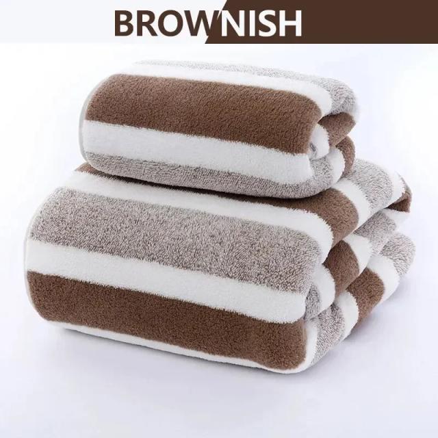 Conjunto de Toalhas de Banho Absorventes e de Secagem Rápida com Design Listrado e Toalha de Mão Macia