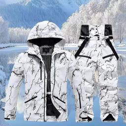 Conjunto de roupa de esqui de inverno -30 ℃   Roupa de snowboard fria masculina/feminina prancha dupla terno de esqui à prova d'água jaqueta/calça esportiva ao ar livre - Image 1