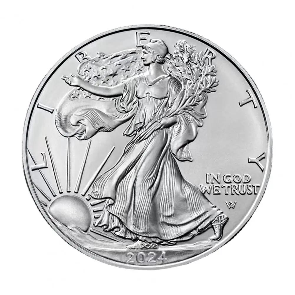 Medalha comemorativa da Estátua da Liberdade, moeda americana, cor prata, moeda de coleção, 2024 - Image 1