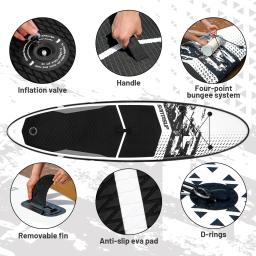 Prancha de remo inflável para iniciantes, prancha de surf profissional antiderrapante com acessórios de mochila de bomba, esqui aquático SUP - Image 2