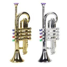 Brinquedo trompete para crianças segurança testado bpa livre bela prata acabamento de ouro com cor chave vento e instrumentos musicais de bronze - Image 1