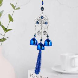 Pendurado Vidro Wind Chime, Olhos Azuis, Metal Bell, Decoração Étnica Artesanato, Olho do Diabo, Árvore da Vida, Decoração para Casa e Exterior - Image 2
