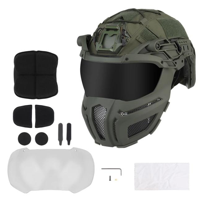 Capacete Tático Multifuncional com Óculos de Proteção e Máscara para Airsoft e Caça