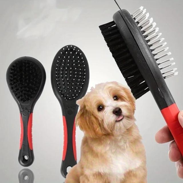Escova Dupla Face para Grooming de Cães e Gatos - Ferramenta 2 em 1 para Remoção de Pelos e Limpeza de Derramamento