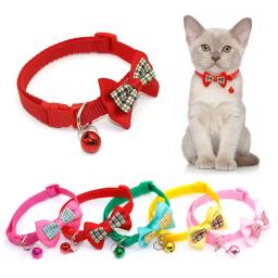 Gravata ajustável com estampa xadrez para cachorros, coleira de nylon, suprimentos para animais, ornamento, decoração para gatos e gatinhos, acessórios com sino - Image 4