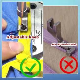 1/3 pçs ferramentas de costura de metal ajustável zíper invisível guia calcador pé máquina de costura industrial acessórios - Image 3