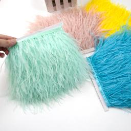 Penas de avestruz naturais para decoração do casamento, pluma fofa tingida, roupas de costura, Carnaval, artesanato franja, 8-10cm, 1m - Image 1