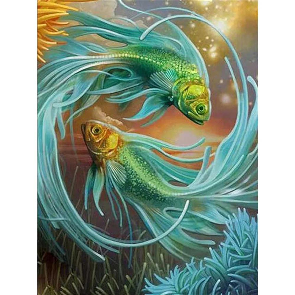 Arte de peixe impressa em tela 11ct kit ponto cruz diy bordado dmc threads artesanato pintura hobby design artesanal mulina presente - Image 1