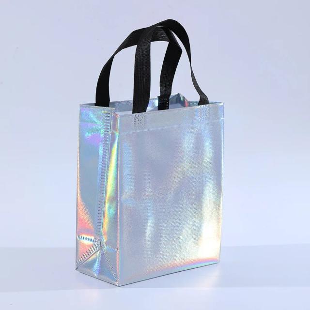 Saco de Presente Reutilizável em Tecido Colorido com Alças Impermeáveis para Aniversário e Compras, 1 Unid.