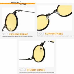 Óculos redondos retrô para homens e mulheres, óculos de sol Steampunk masculinos e femininos, designer de marca, armação metálica, tons - Image 4