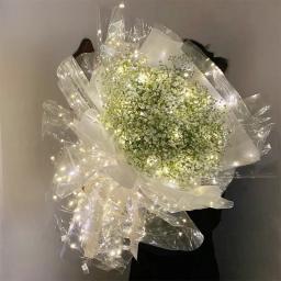 Casamento bouquet papel de embrulho à prova dwaterproof água embalagem de presente de flor luminosa led claro celofane para dia dos namorados festa artesanato papel - Image 3