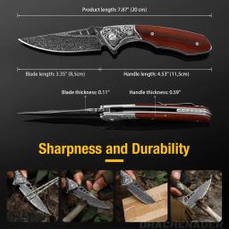 DRACHENADER Vg10 Damasco Canivete para Homens, Faca Dobrável de Autodefesa, Multiferramenta Edc, Facas de Acampamento ao Ar Livre com Bainha - Image 4