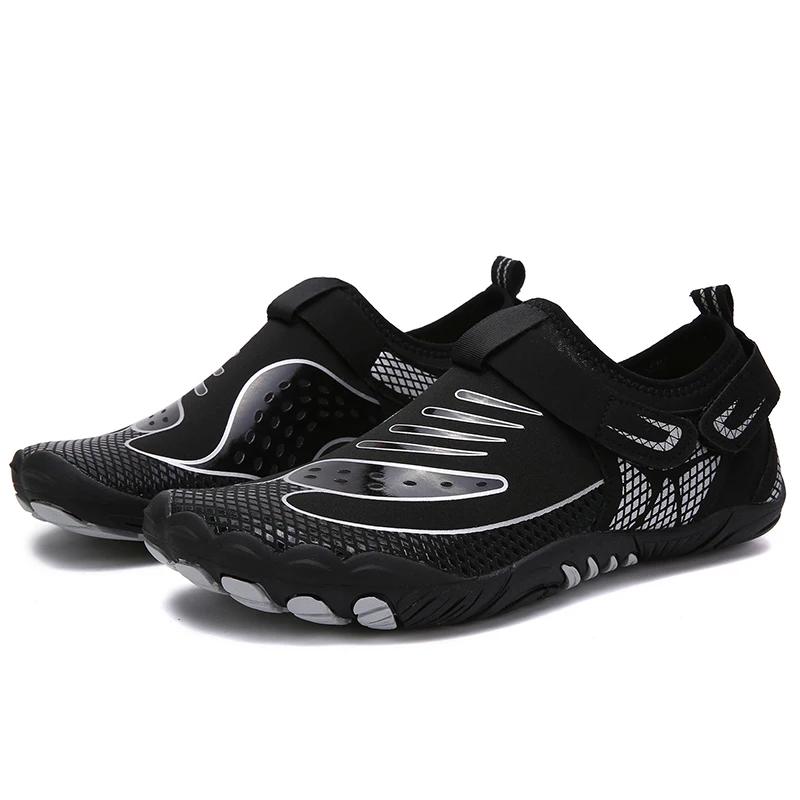 Sapatos aquáticos de praia com pano de malha aérea, natação de surf ao ar livre, fita mágica, cinco dedos, calçado descalço - Image 1