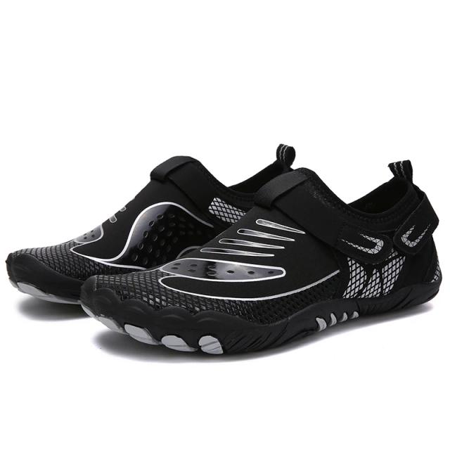 Sapatos Aquáticos de Praia com Malha Aérea e Fita Mágica, Ideais para Natação e Surf com Design de Cinco Dedos e Sensação de Calçado Descalço