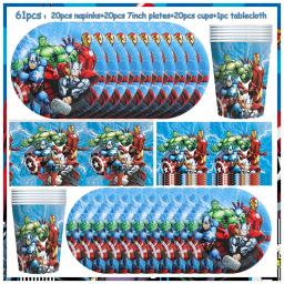 The Avengers Superhero Theme Birthday Party Supplies Kit para Kid, Paper Cup, Guardanapos, Pratos, Talheres, Balões, Decoração - Image 3