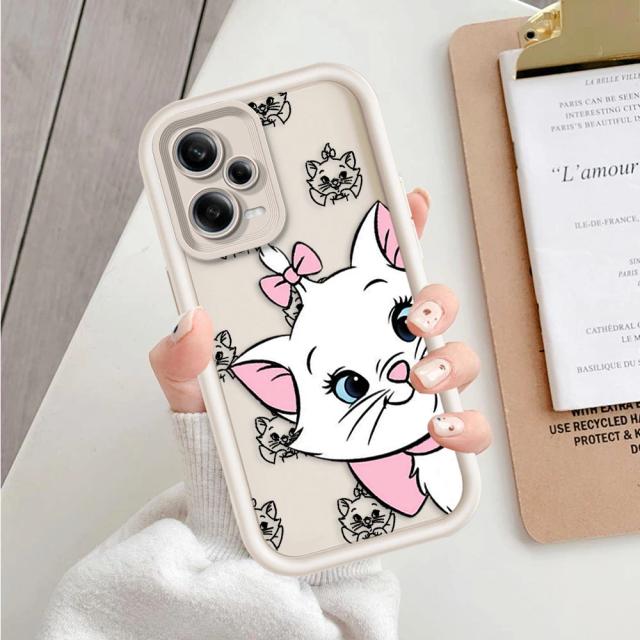 Capa Macia para Celular Disney Marie Cat Art - Compatível com Xiaomi Redmi Note 12 a 7 e K50 a 20