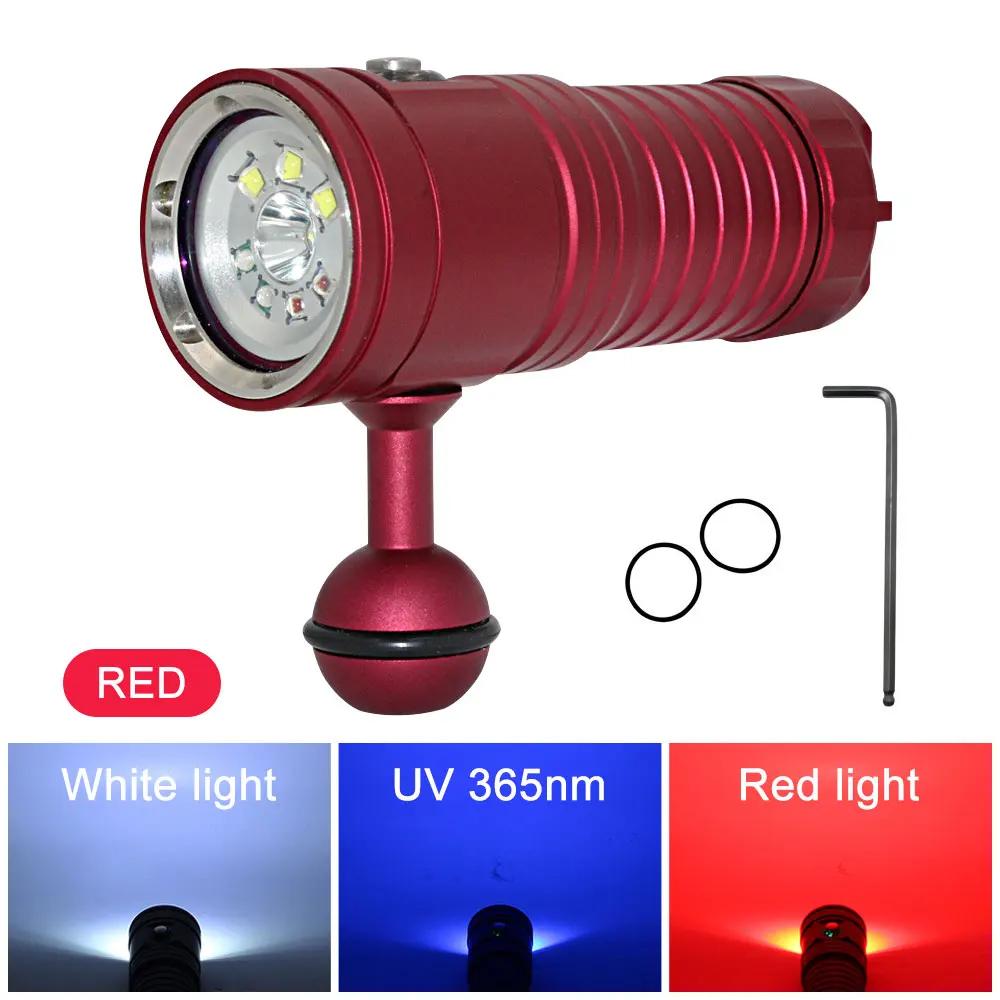 Lanterna subaquática multifuncional mergulho, luz LED, 80m fotografia, 3 cores, IPX8 - Image 1