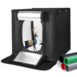 Anel fotográfico dobrável portátil, caixa de luz led para estúdio de fotografia, estúdio macio adequado para gravação de câmera com 5 placas de fundo - Image 3