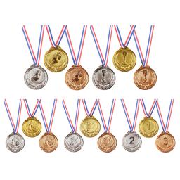 Prêmio Medalhas com Fita Do Pescoço, Ouro, Prata, Bronze, Prêmio, Vencedor Plástico, Competição Esportiva, 6,5 cm, 3Pcs - Image 1