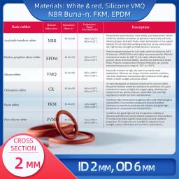 O anel cs 2 mm id 2 mm od 6 mm material com silicone vmq nbr fkm epdm oring seal gaske - Image 3