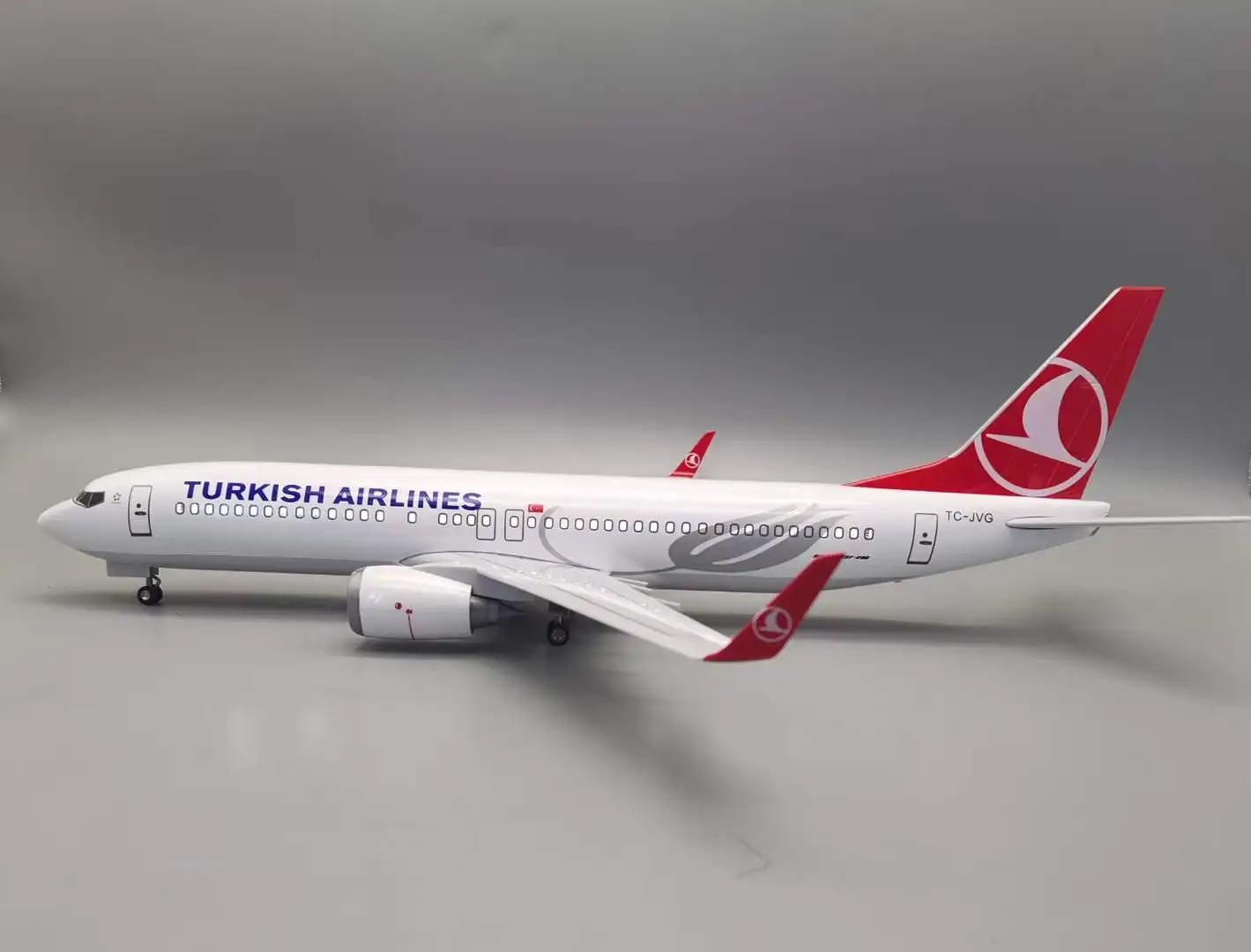 47cm B737-800 companhias aéreas turcas avião de passageiros modelo roda aviões fundidos metal brinquedos em miniatura para meninos para exibição - Image 1