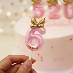 Cute Bowknot Aniversário Número Vela Princesa Príncipe 0-9 Número Velas Decoração Bolo Digital Candle Topper Cupcake Party Candles - Image 5