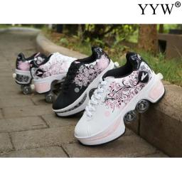 Tênis casuais unissex para adultos e crianças, andar patins, tênis deformáveis, patins de quatro rodas, sapatos de parkour, homens e mulheres - Image 3