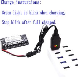 Bateria Li-ion recarregável com carregador, 7.4V, 1300mAh, 10C, SM-3P Plug, carro de controle remoto, Huina 1575 RC Truck, MN82, MN128, MN78 - Image 3