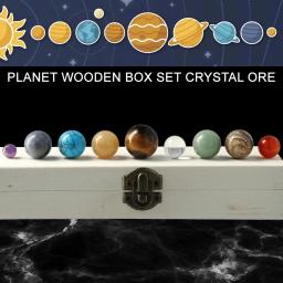 Sete Planetas Conjunto De Caixa De Madeira, Bolas De Cristal Natural Criativas, Sistema Solar, Pedra Original Redonda, Caixa De Presente Modelo De Galáxia, Souptoys - Image 6