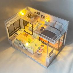 Casas de bonecas para adultos, Kits de construção em miniatura, Furniture Light Dollhouse, Brinquedos DIY, Presentes de aniversário - Image 4