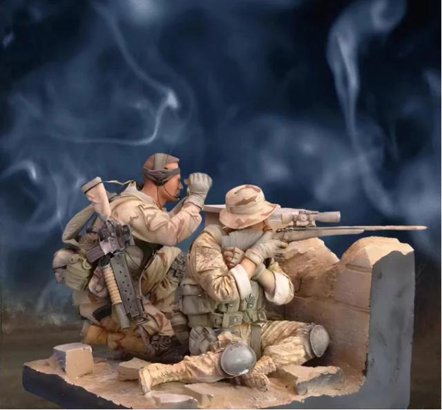 Kit de Resina Modelo de Figuras GK em Escala 1:16 com 2 Personagens e Cena para Pintura