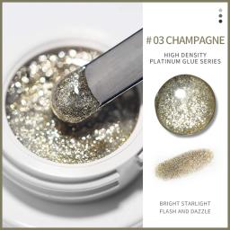 5g estrelado de alta densidade platina uv unha gel polonês brilhante ouro prata preto manicure brilho linha brilhante pintura verniz cola - Image 4