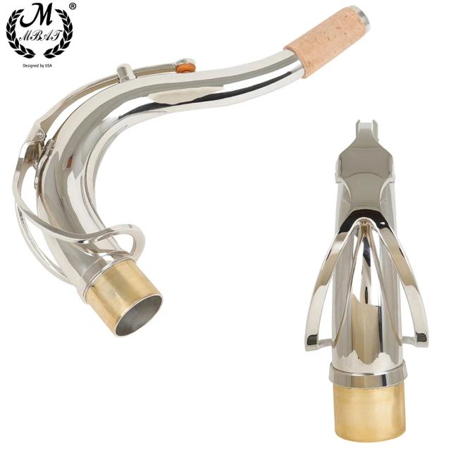 Saxofone Tenor com Bocal de Materiais de Latão Curvo - Acessório de Substituição de 27,5mm em Prata