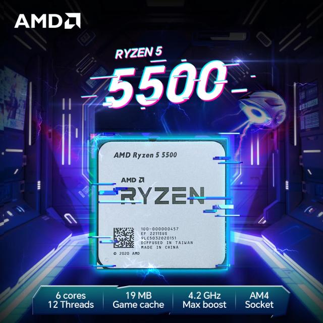 AMD Ryzen 5 5500 Processador Gamer 6 Núcleos 12 Threads AM4