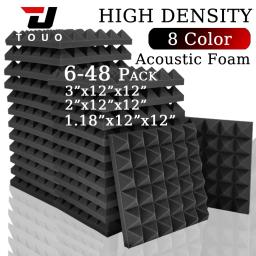 Touo espuma acústica 6-48 peças painéis de parede à prova de som de alta densidade estúdio material absorvente de som espuma acústica decoração de casa - Image 1