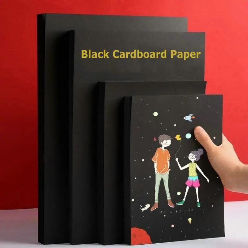 Papel de pintura de papel preto a4 a3 da aguarela 300g papel de desenho preto diy artesanato arte 50 folhas - Image 1
