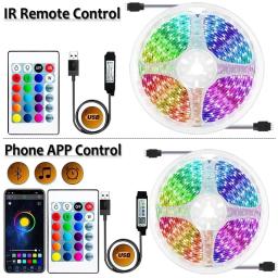 Fita LED com Wi-Fi e controle Bluetooth, luzes RGB, luces de fita flexível, decoração do quarto, retroiluminação de TV, USB, 1m-30m, 5V, 3528, 5050 - Image 4