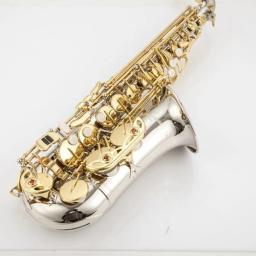 Saxofone Alto profissional com boquilha caso e acessórios, níquel, prata, chave de ouro, E-Flat, novo, WO37 - Image 2