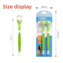 Pet Toothbrush Kit para cão e gato, Cuidados dentários, Três cabeças, Dedo Toothbrush, Dentes limpeza da boca - Image 6