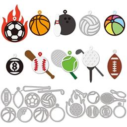 Estêncil em relevo para esportes cartão temático, corte de cartão morre, badminton, tênis, futebol, voleibol, basquete, gravação - Image 2