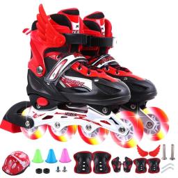 Conjunto completo de patins flash para crianças, flash único, conjunto completo de 3-6, iniciantes 5, tamanho ajustável, 8 patins, meninos e meninas, 4, 12 - Image 1