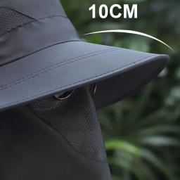 Proteção UV Pesca Chapéus de sol para homens e mulheres, pára-sol ao ar livre, Fisherman Sunscreen Cap, Caminhadas e Camping Hat, Big Eaves removíveis - Image 6