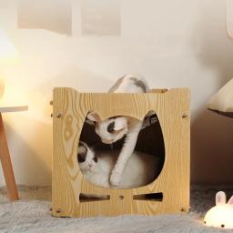 Ninho de madeira multi-camada, Cat Hammock, Cat's Villa Cabinet, casa de cama fechada, DIY - Image 5
