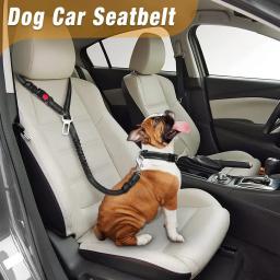 Cinto de segurança do carro do cão retrátil, Cinto de segurança do carro do cão 3in 1, Reflective Elastic Nylon Pet Seat Belt para o veículo - Image 5