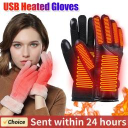 Usb luvas aquecidas elétricas ao ar livre luvas térmicas mão mais quente inverno luvas de esqui da motocicleta luvas aquecidas à prova dwaterproof água tela toque - Image 1