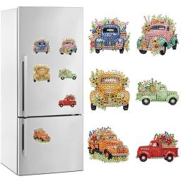 Pintura diamante Kits de ímãs de geladeira, broca completa, adesivo, forma especial, DIY, geladeira, quadros brancos, carro, Mailbox Decor, 6 pcs - Image 1