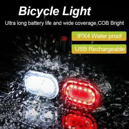Luzes dianteiras e traseiras da bicicleta, Lanterna USB recarregável ciclismo, Conjunto de iluminação bicicleta, Acessórios Lanterna Mountain Bike - Image 1