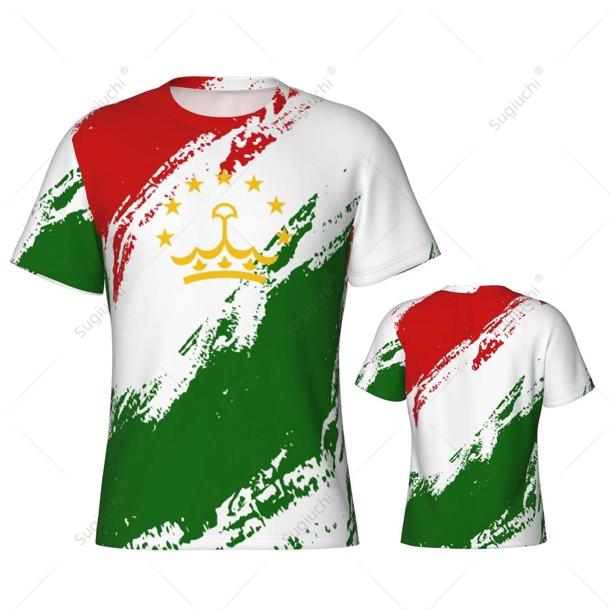 Nome personalizado Nunber apertado camiseta esportiva para homens e mulheres, jersey para fãs de futebol e futebol, bandeira do Tajiquistão - Image 1